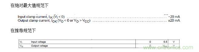  輸入端無 Vcc 鉗位，但輸出端有 Vcc 鉗位