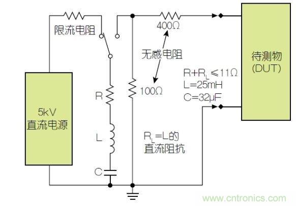 除顫器測試配置(注意較大電容)。