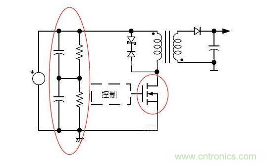 反激轉(zhuǎn)換器中的串聯(lián)大電容電路及單顆1，000VMOSFET