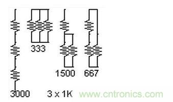 3個電阻，4種組合。