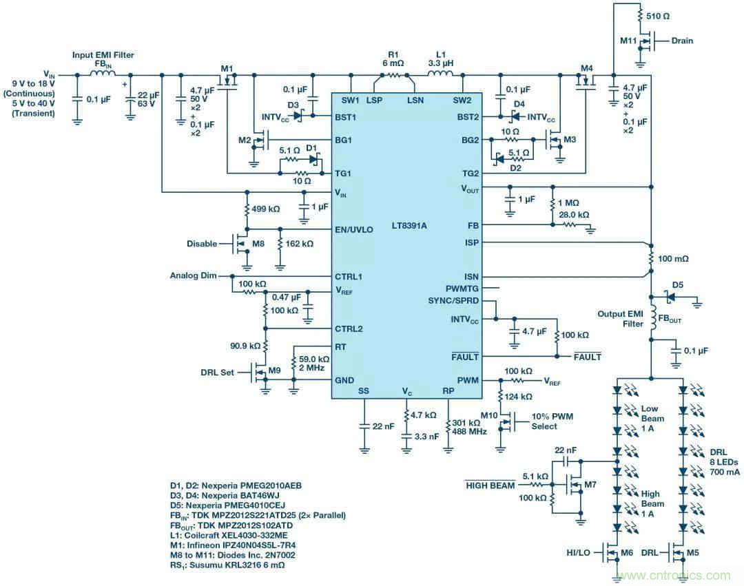 一顆芯驅動整個車前燈組，這個控制器是怎么做到滴？