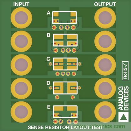 改進(jìn)低值分流電阻的焊盤(pán)布局，優(yōu)化高電流檢測(cè)精度