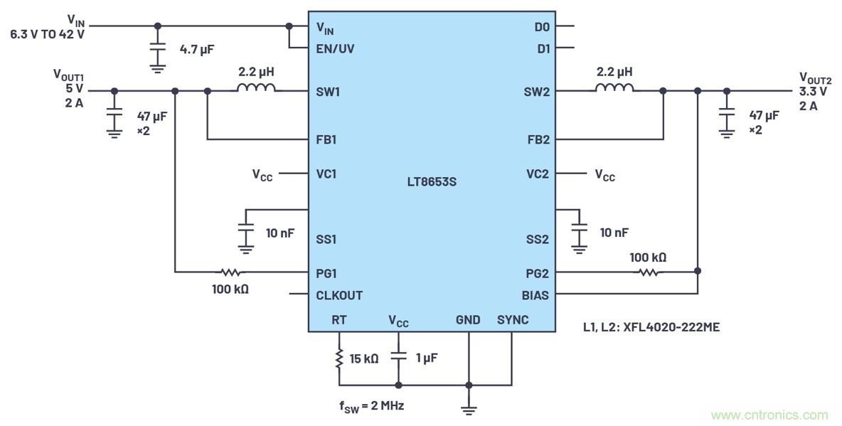 具有6.2 &micro;A靜態(tài)電流的雙通道、42 V、2 A、單片、同步降壓型Silent Switcher 2穩(wěn)壓器