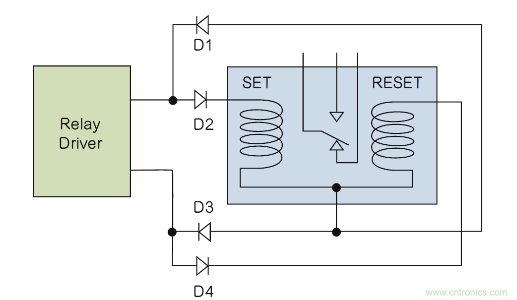 如何利用二極管電路實(shí)現(xiàn)雙線圈鎖存繼電器？